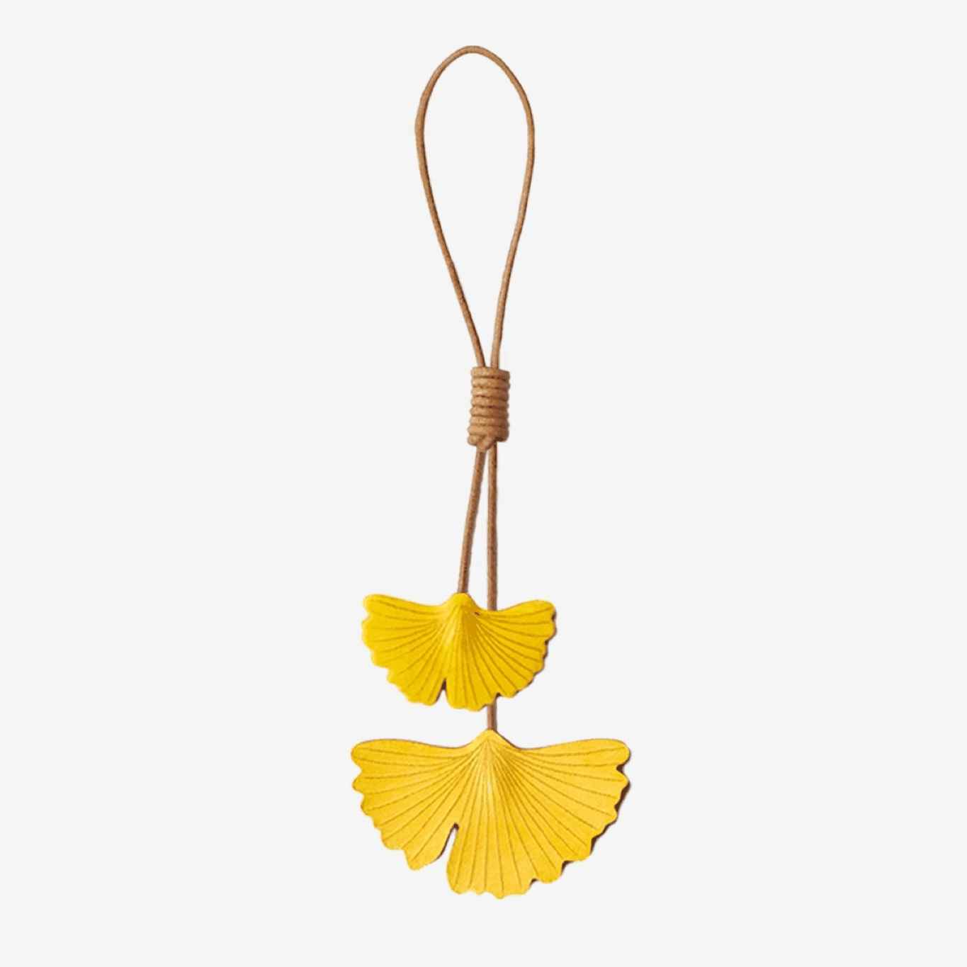 Leather Bag Charm - Handmade Fall Ginkgo Leaf Keychain | WittyWilding