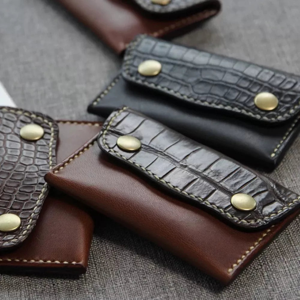 Leather Cardholder Wallet - Genuine Crocodile Card Case for Elite Professionals