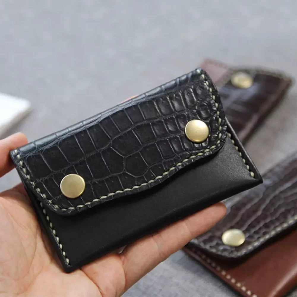 Leather Cardholder Wallet - Genuine Crocodile Card Case for Elite Professionals