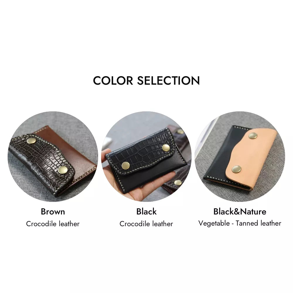 Leather Cardholder Wallet - Genuine Crocodile Card Case for Elite Professionals