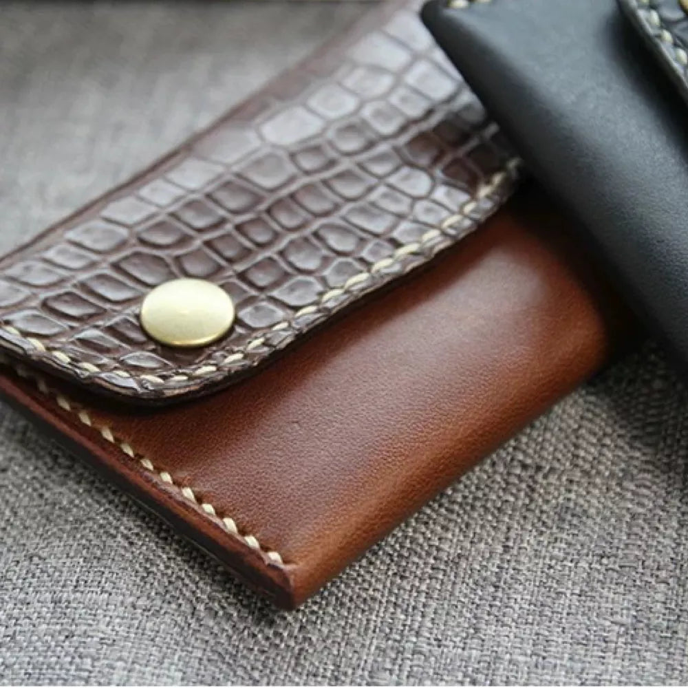 Leather Cardholder Wallet - Genuine Crocodile Card Case for Elite Professionals