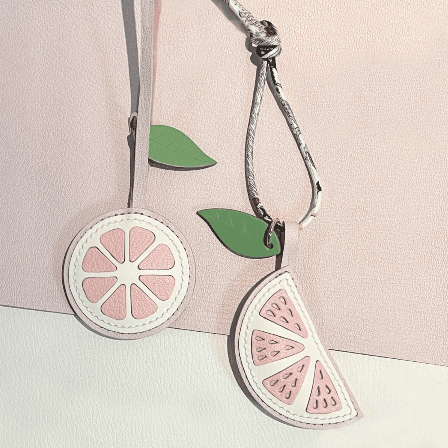 Leather Bag Charm - Handmade grapefruit Slice keychain Gift | WittyWilding