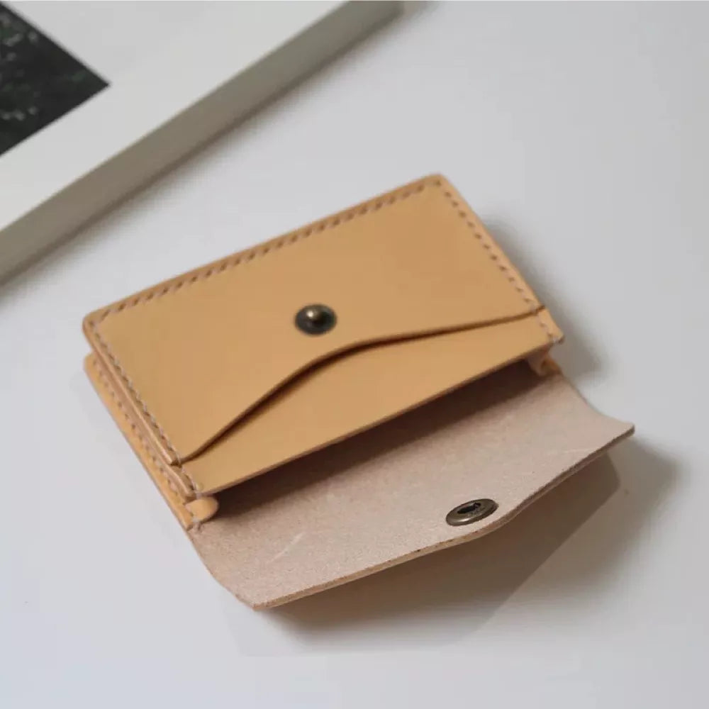 Vegetable-Tanned Leather Cardholder Wallet - Simplicity Style Card Case