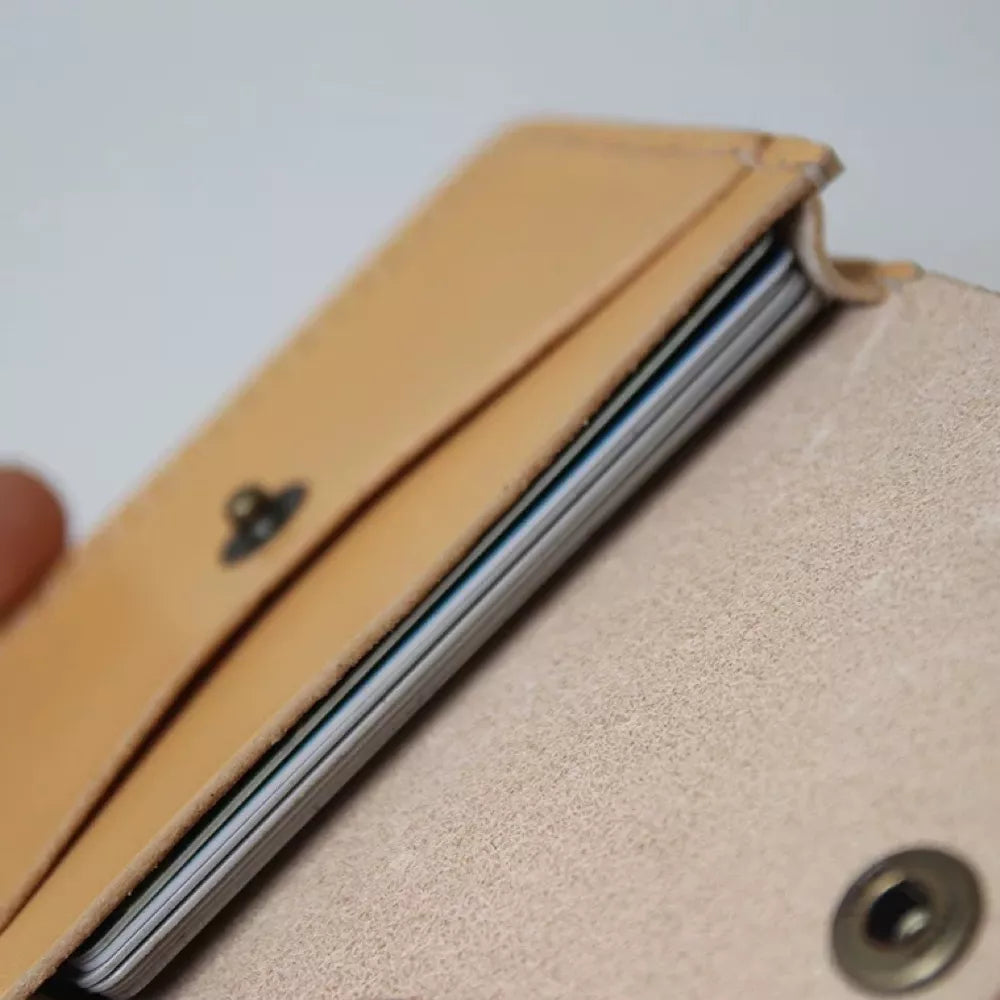 Vegetable-Tanned Leather Cardholder Wallet - Simplicity Style Card Case
