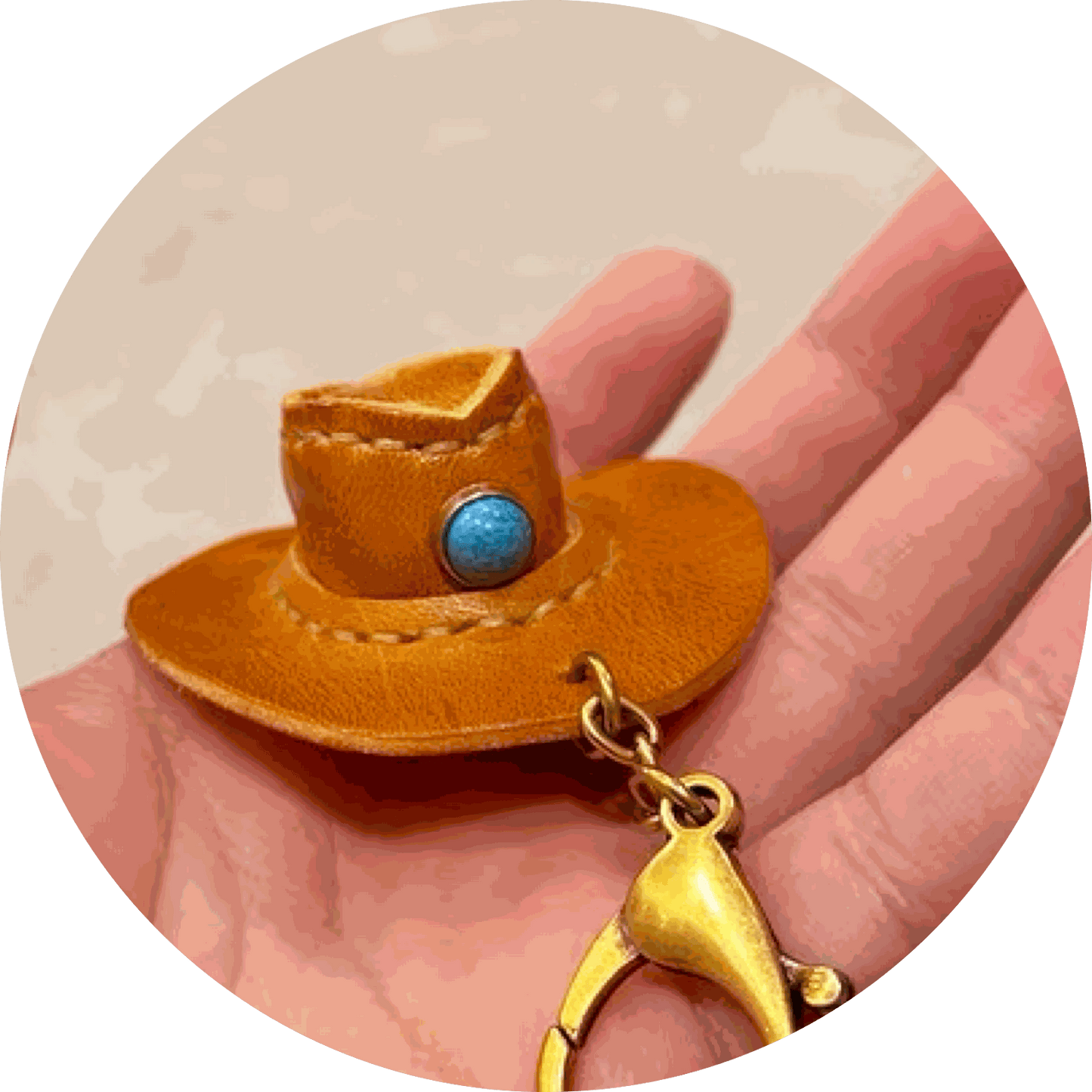 Leather Keychain - Handmade Cool Cowboy Hat Charm | WittyWilding