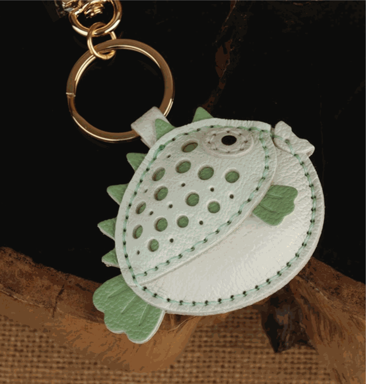 Leather Fish - Handmade Customized Blowfish Keychain | WittyWilding