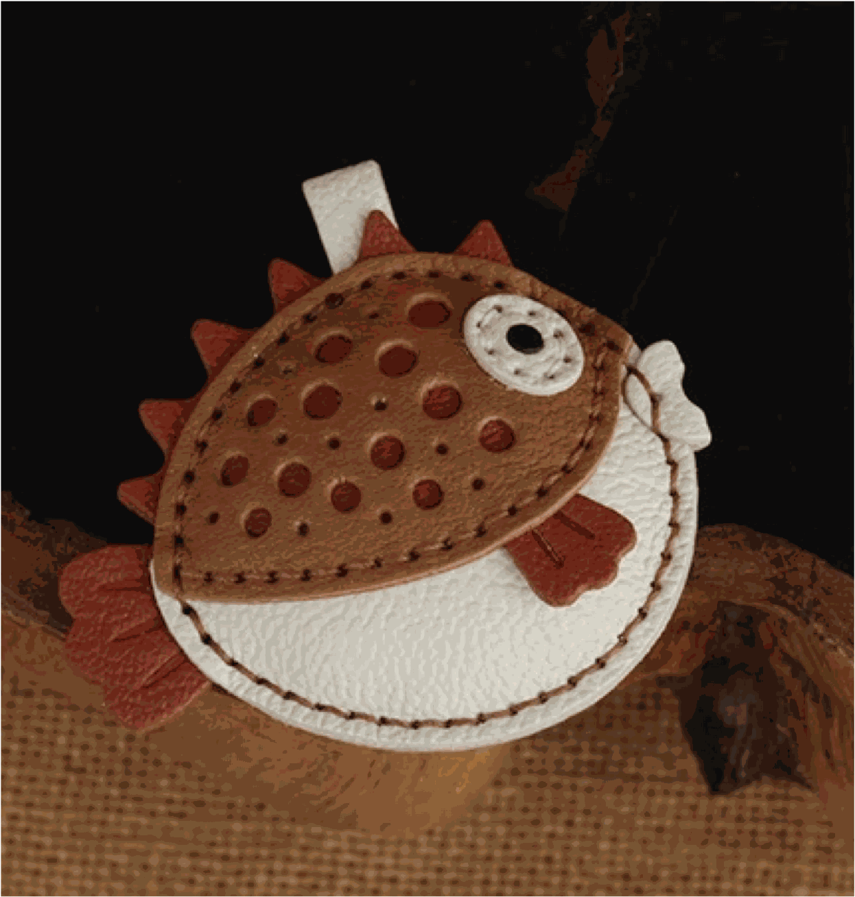 Leather Fish - Handmade Customized Blowfish Keychain | WittyWilding