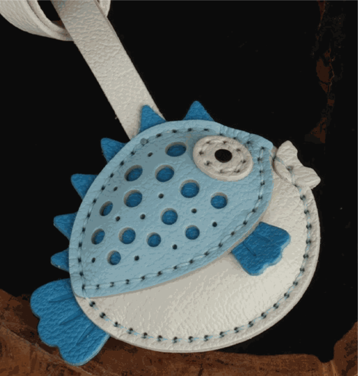 Leather Fish - Handmade Customized Blowfish Keychain | WittyWilding