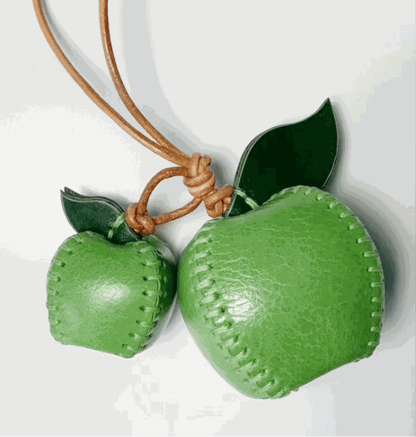 Leather Bag Charm - Green Apples Keychain Gift | WittyWilding