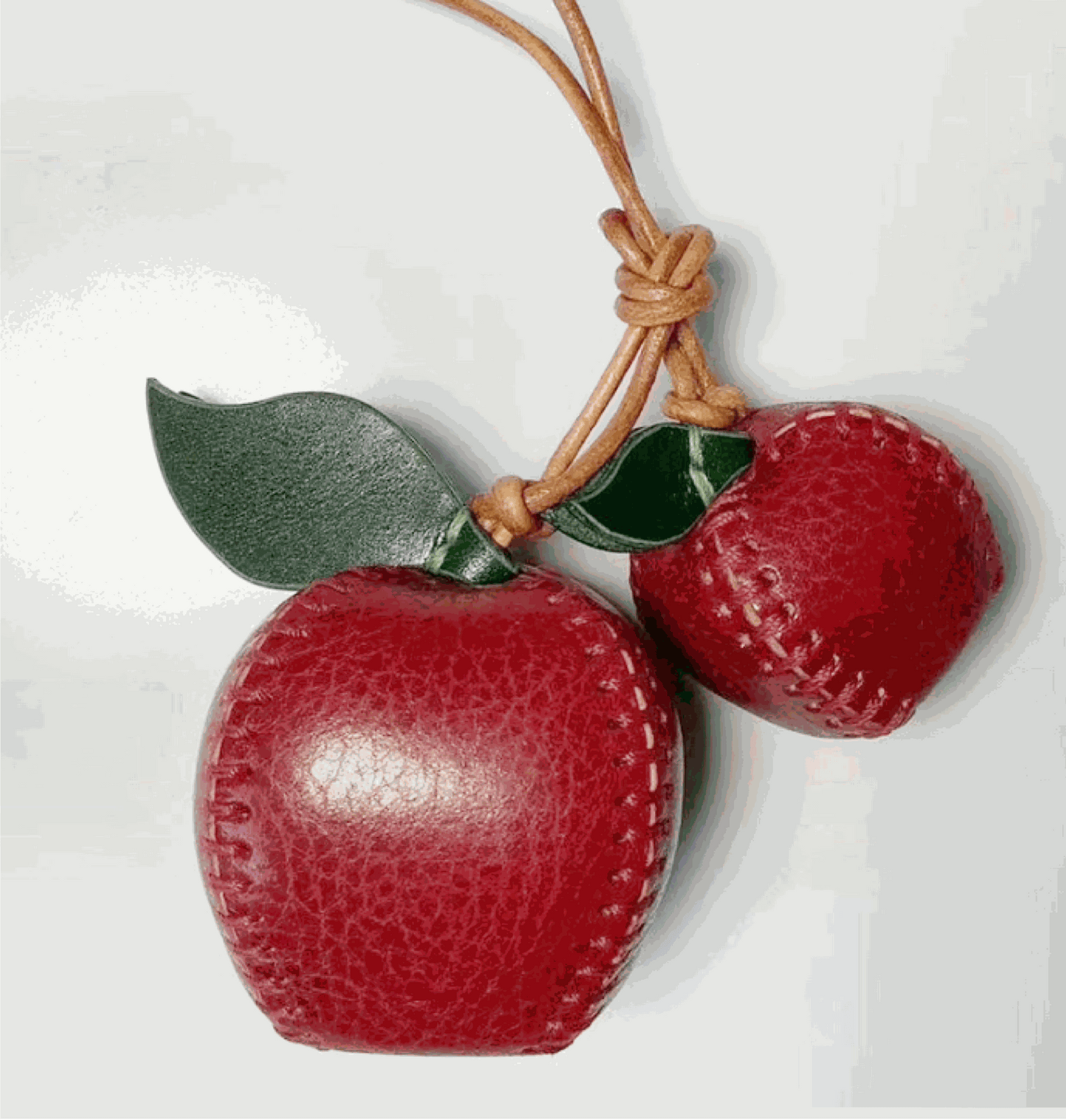 Leather Bag Charm - Red Apples Keychain Gift | WittyWilding