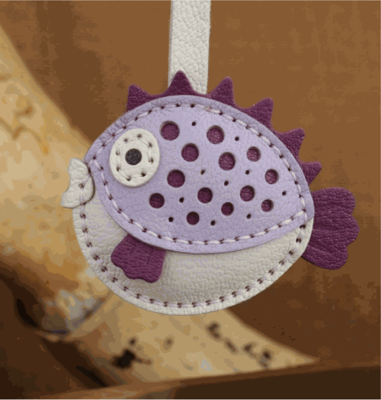 Leather Fish - Handmade Customized Blowfish Keychain | WittyWilding