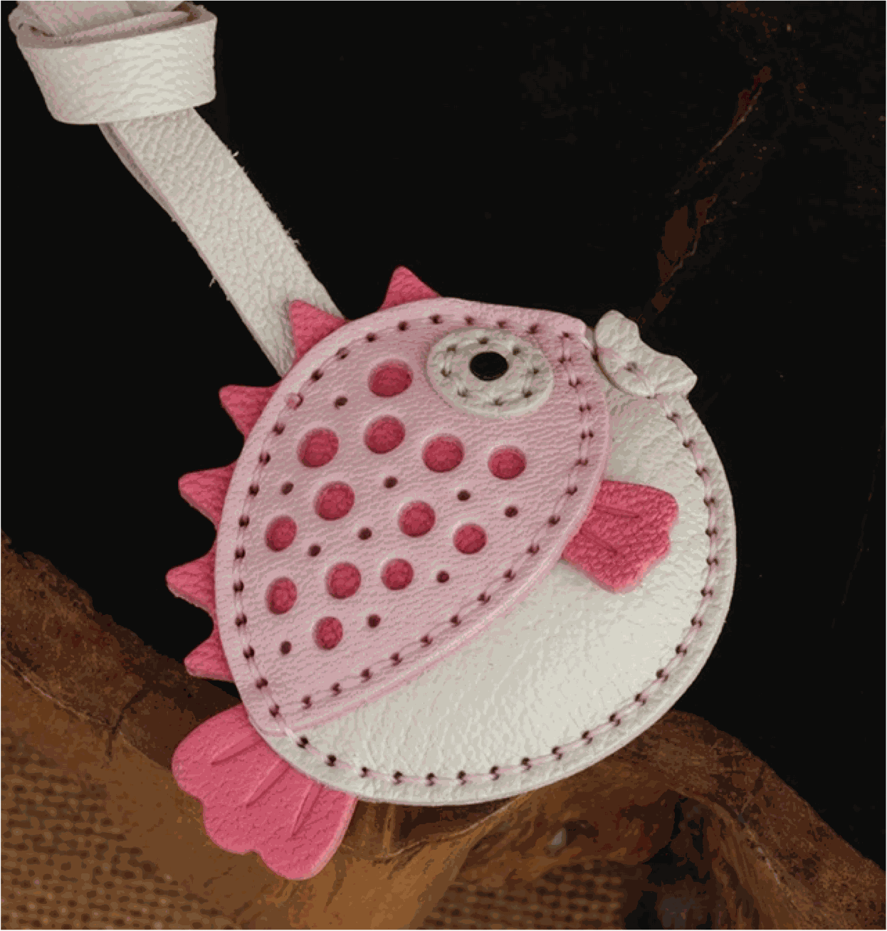 Leather Fish - Handmade Customized Blowfish Keychain | WittyWilding