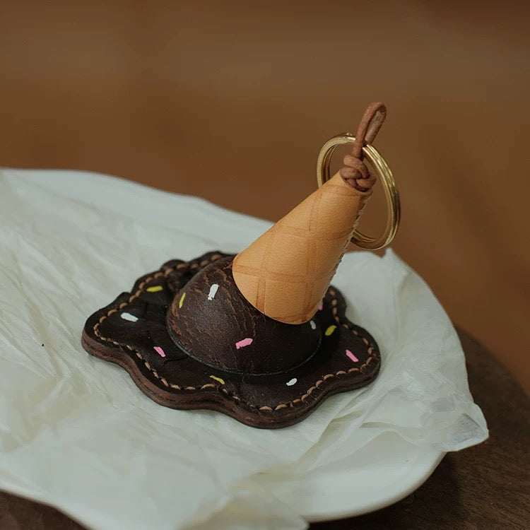 Leather Bag Charm - Handmade Ice-cream Keychain Gift | WittyWilding