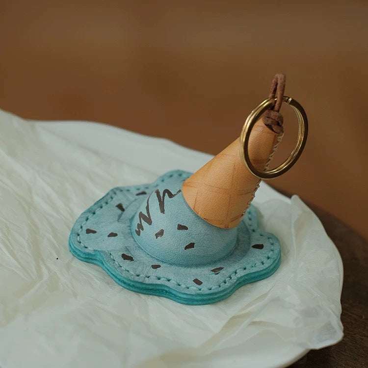 Leather Bag Charm - Handmade Ice-cream Keychain Gift | WittyWilding