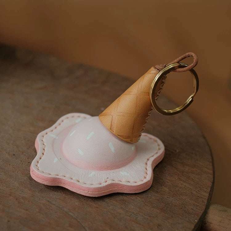 Leather Bag Charm - Handmade Ice-cream Keychain Gift | WittyWilding