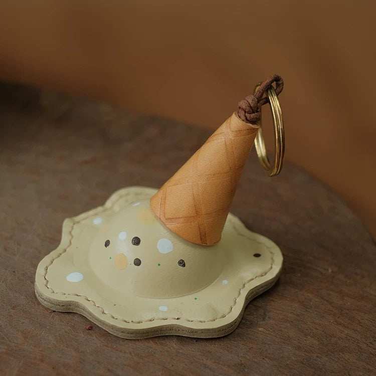 Leather Bag Charm - Handmade Ice-cream Keychain Gift | WittyWilding