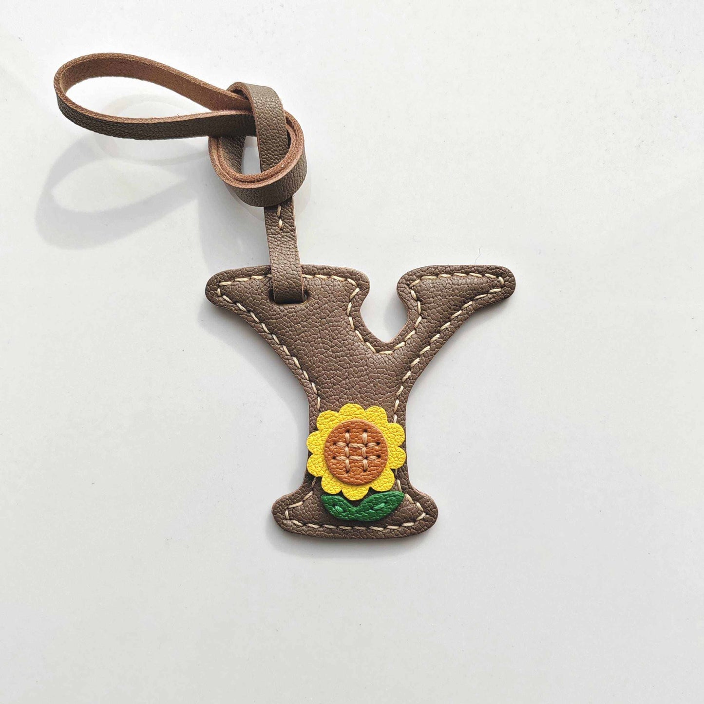 Customized Letter Bag Charm - Leather Initials Keychain With Elements - WittyWilding
