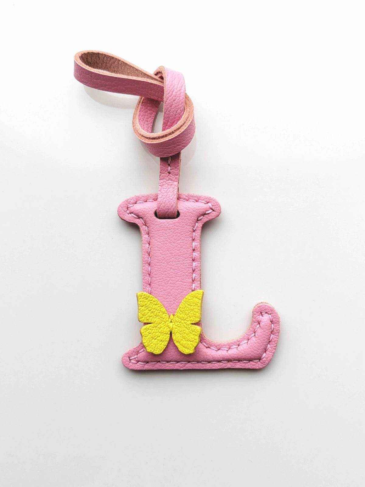 Customized Letter Bag Charm - Leather Initials Keychain With Elements - WittyWilding