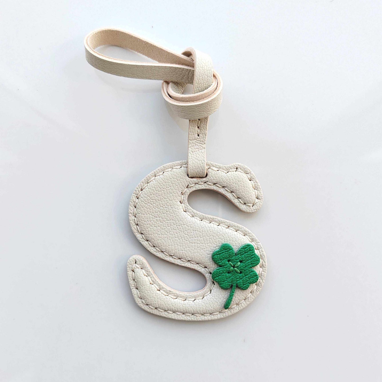 Customized Letter Bag Charm - Leather Initials Keychain With Elements - WittyWilding