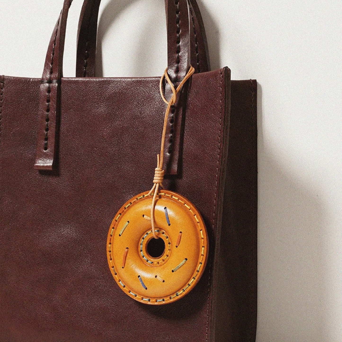 Leather Bag Charm - Handmade Doughnut Keychain Gift | WittyWilding