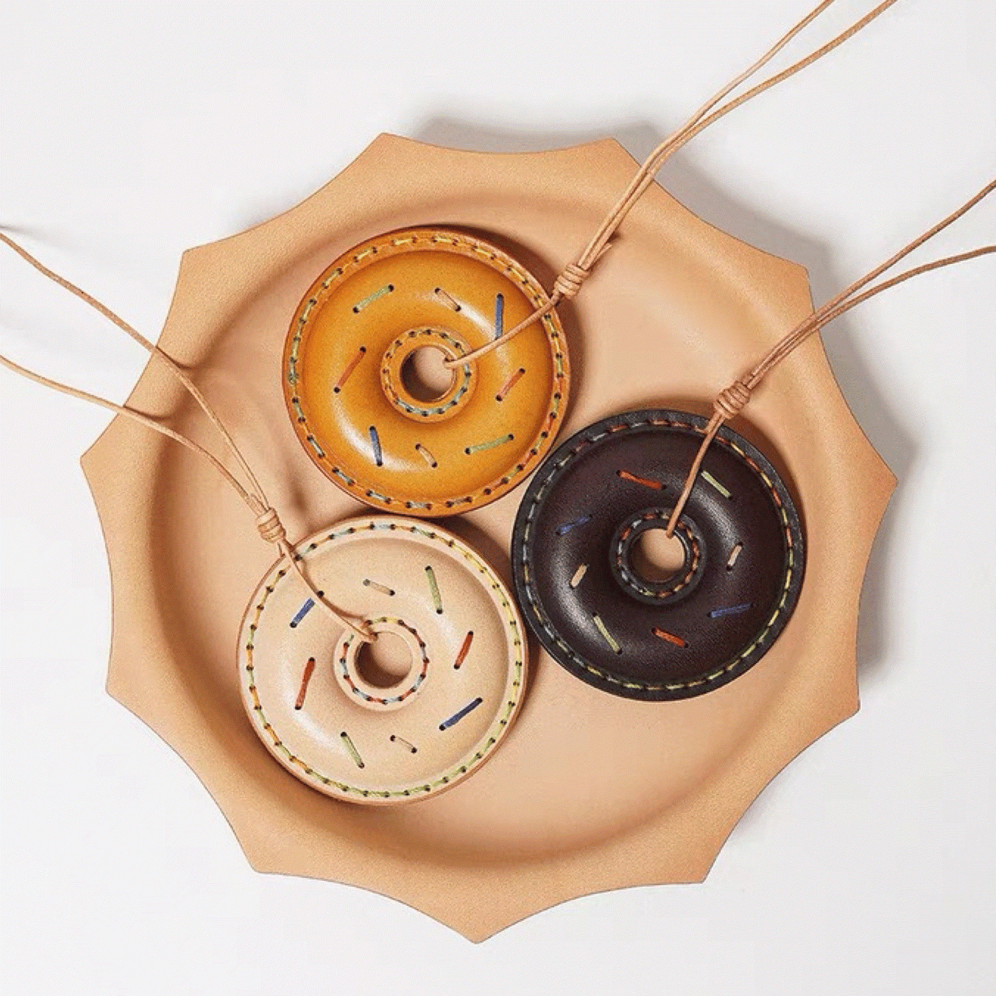 Leather Bag Charm - Handmade Doughnut Keychain Gift | WittyWilding