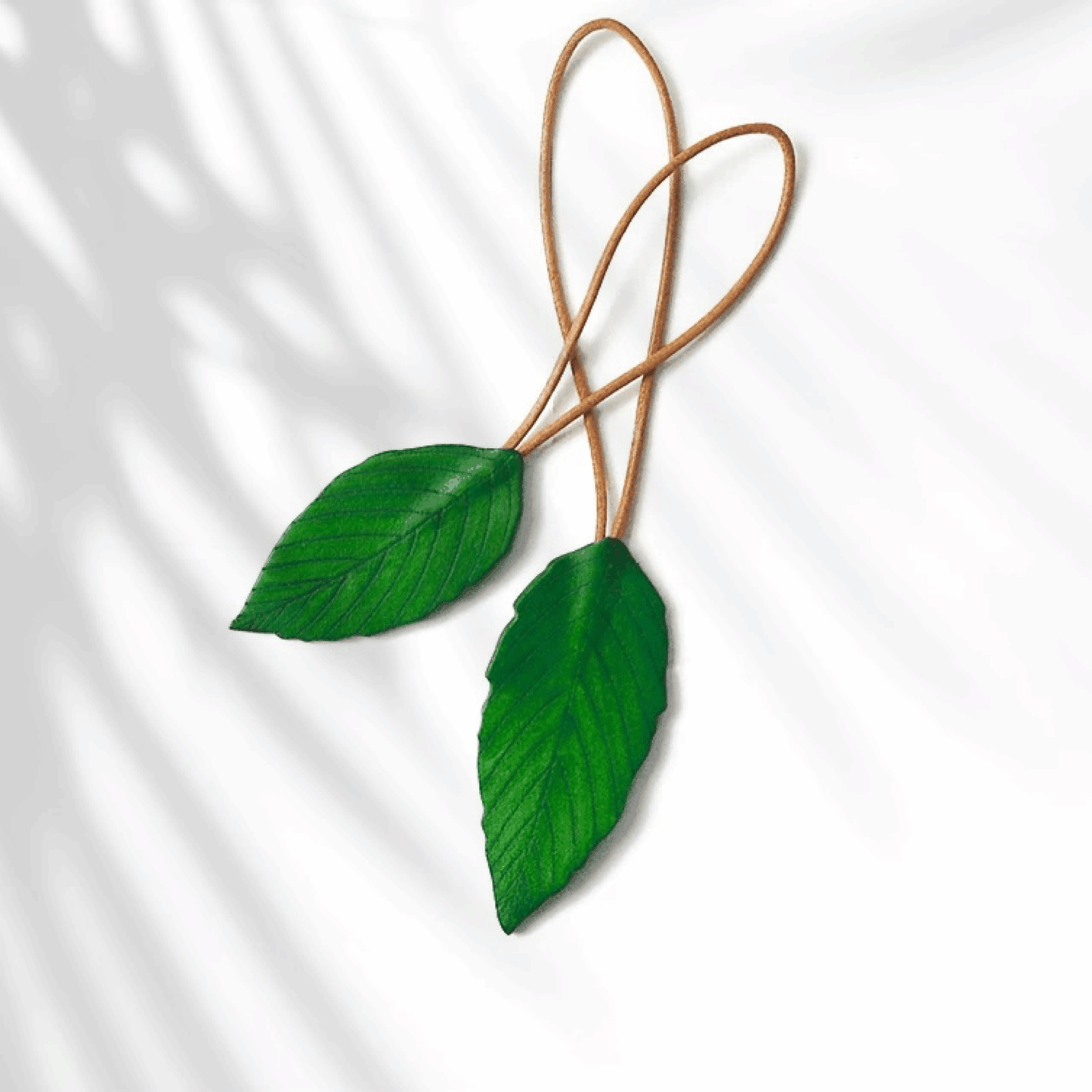 Leather Bag Charm - Handmade Green leather Leaf Keychain | WittyWilding