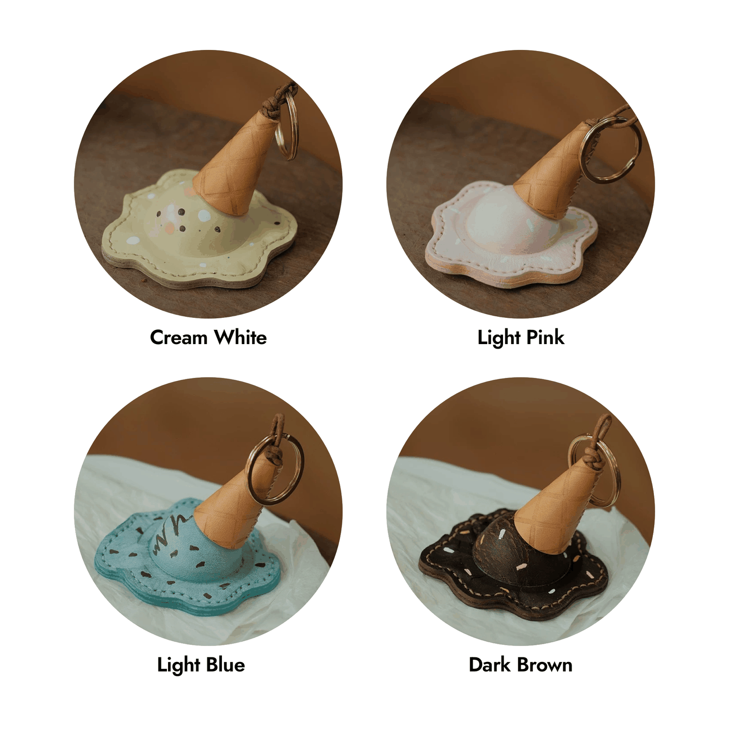 Leather Bag Charm - Handmade Ice-cream Keychain Gift | WittyWilding