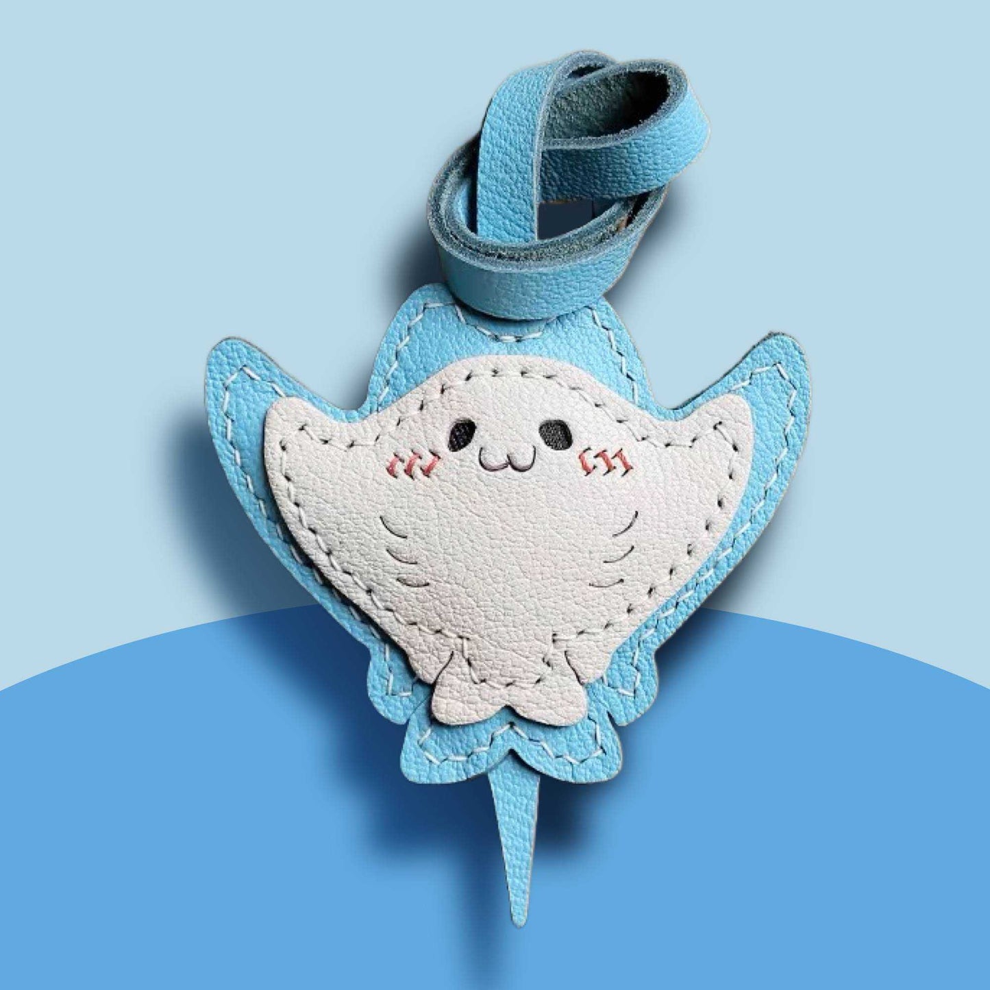 Leather Fish Bag Charm - Handcrafted Manta Ray Keychain | WittyWilding