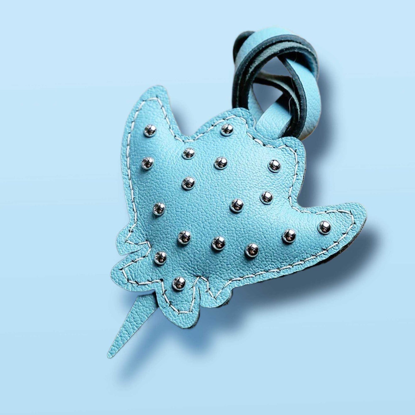 Leather Fish Bag Charm - Handcrafted Manta Ray Keychain | WittyWilding