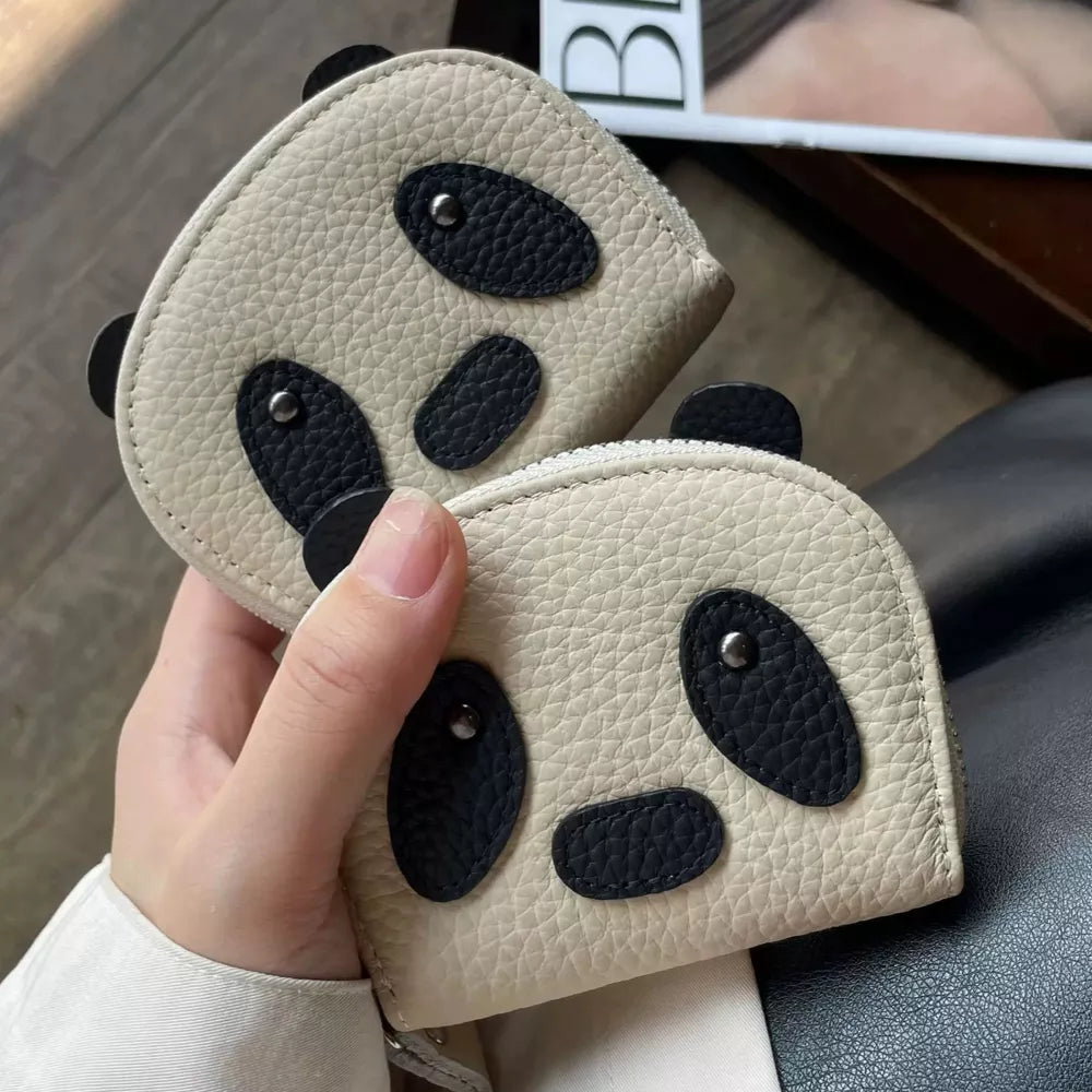 Leather Cardholder Wallet - Adorable Panda-Shaped Card Case