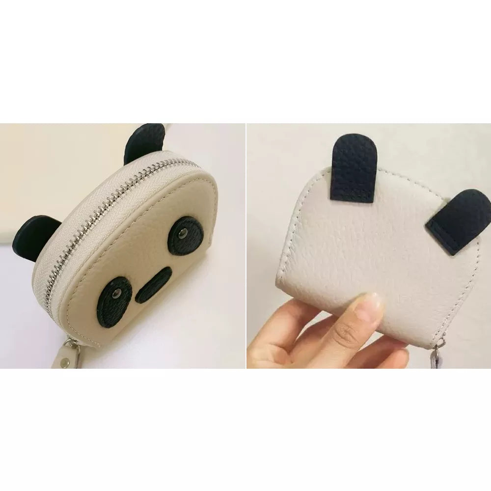 Leather Cardholder Wallet - Adorable Panda-Shaped Card Case