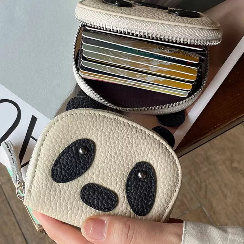 Leather Cardholder Wallet - Adorable Panda-Shaped Card Case
