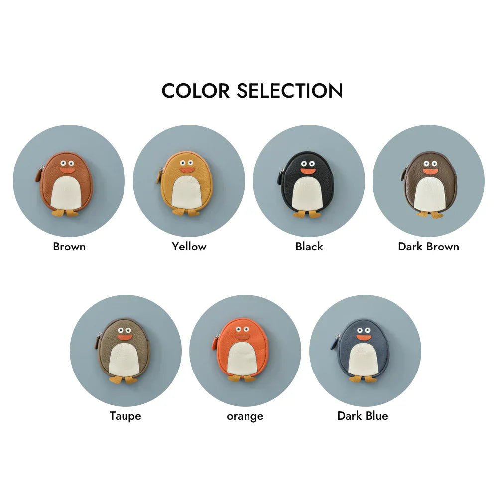 Penguin-Shaped Leather Keychain Wallet – Purse For Animal Lovers, Cute Travel Accessory