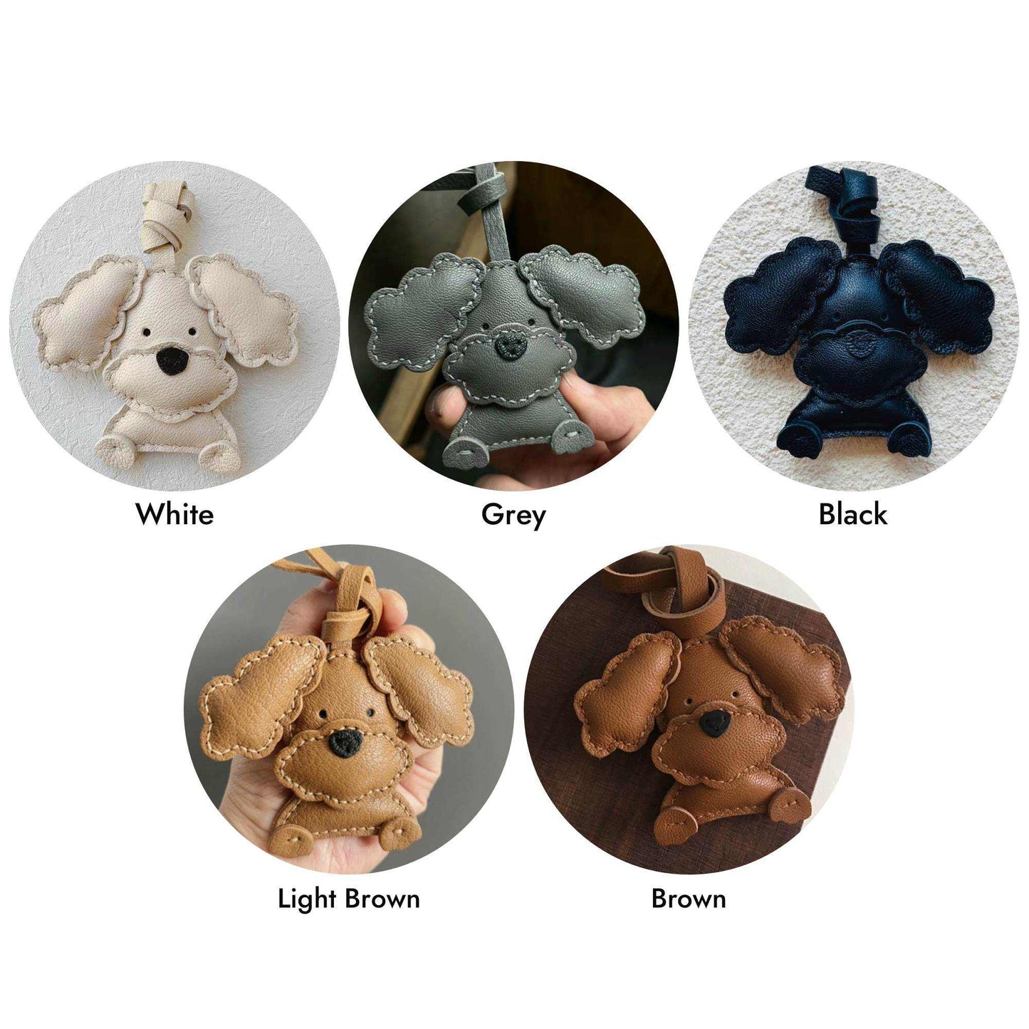 Dog Keychain - Handmade Lambskin Leather Poodle Teddy|WittyWilding