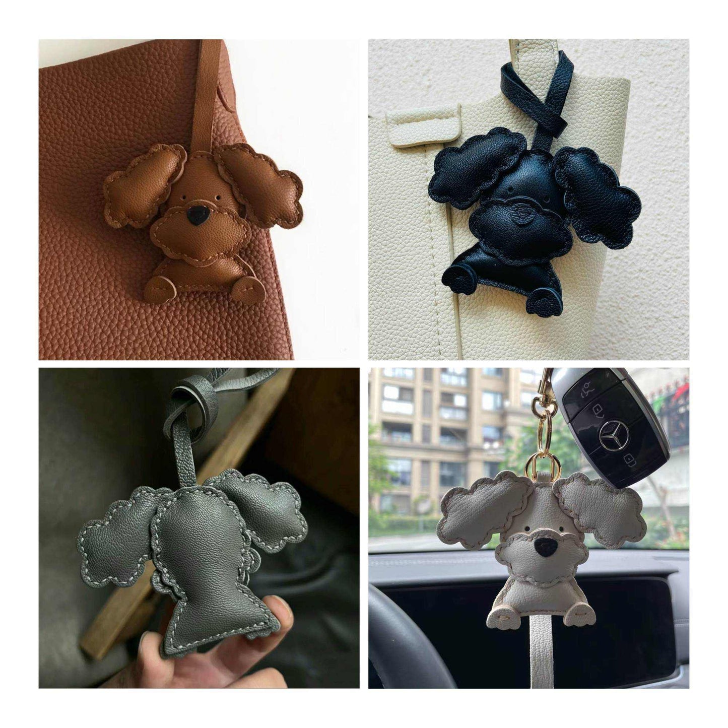 Dog Keychain - Handmade Lambskin Leather Poodle Teddy|WittyWilding