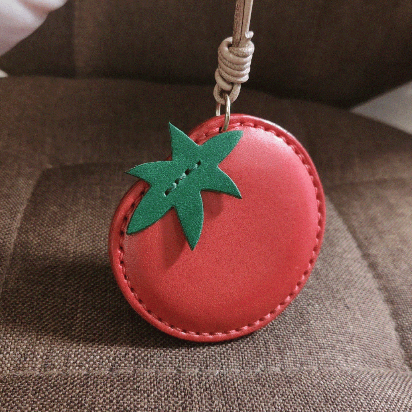 Leather Bag Charm – Vegetable-Tanned Tomato Keychain | WittyWilding
