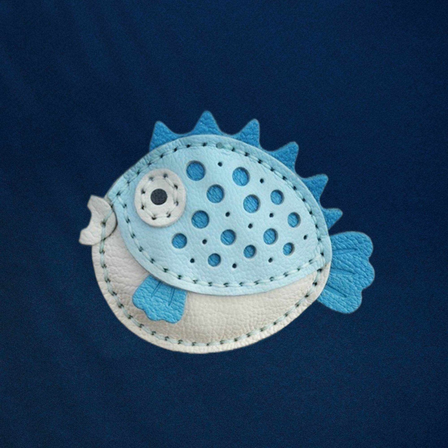 Leather Fish - Handmade Customized Blowfish Keychain | WittyWilding
