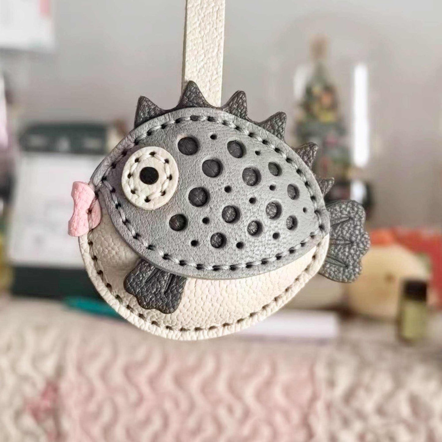 Leather Fish - Handmade Customized Blowfish Keychain | WittyWilding