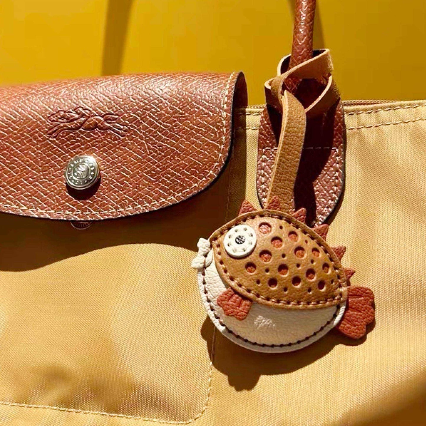 Leather Fish - Handmade Customized Blowfish Keychain | WittyWilding