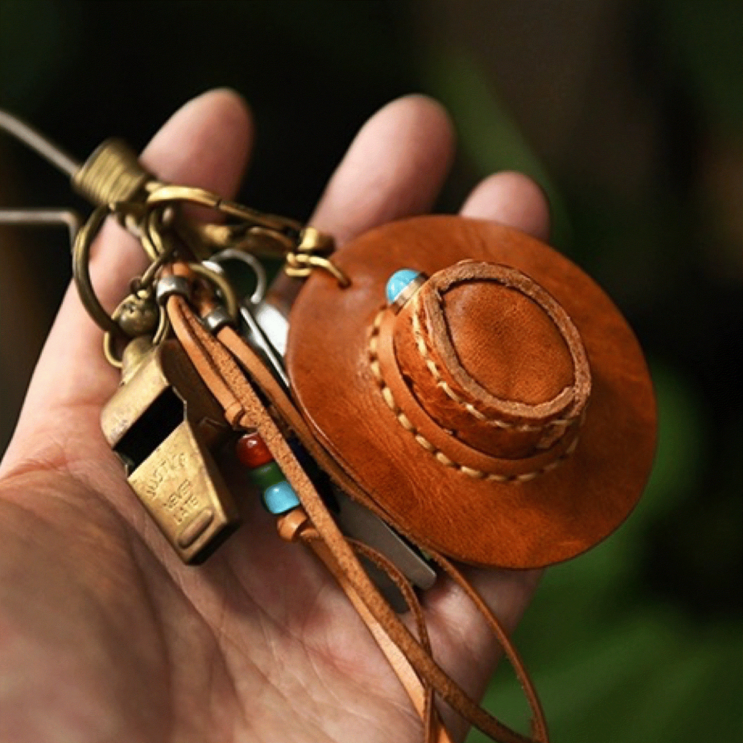 Leather Keychain - Handmade Cool Cowboy Hat Charm | WittyWilding