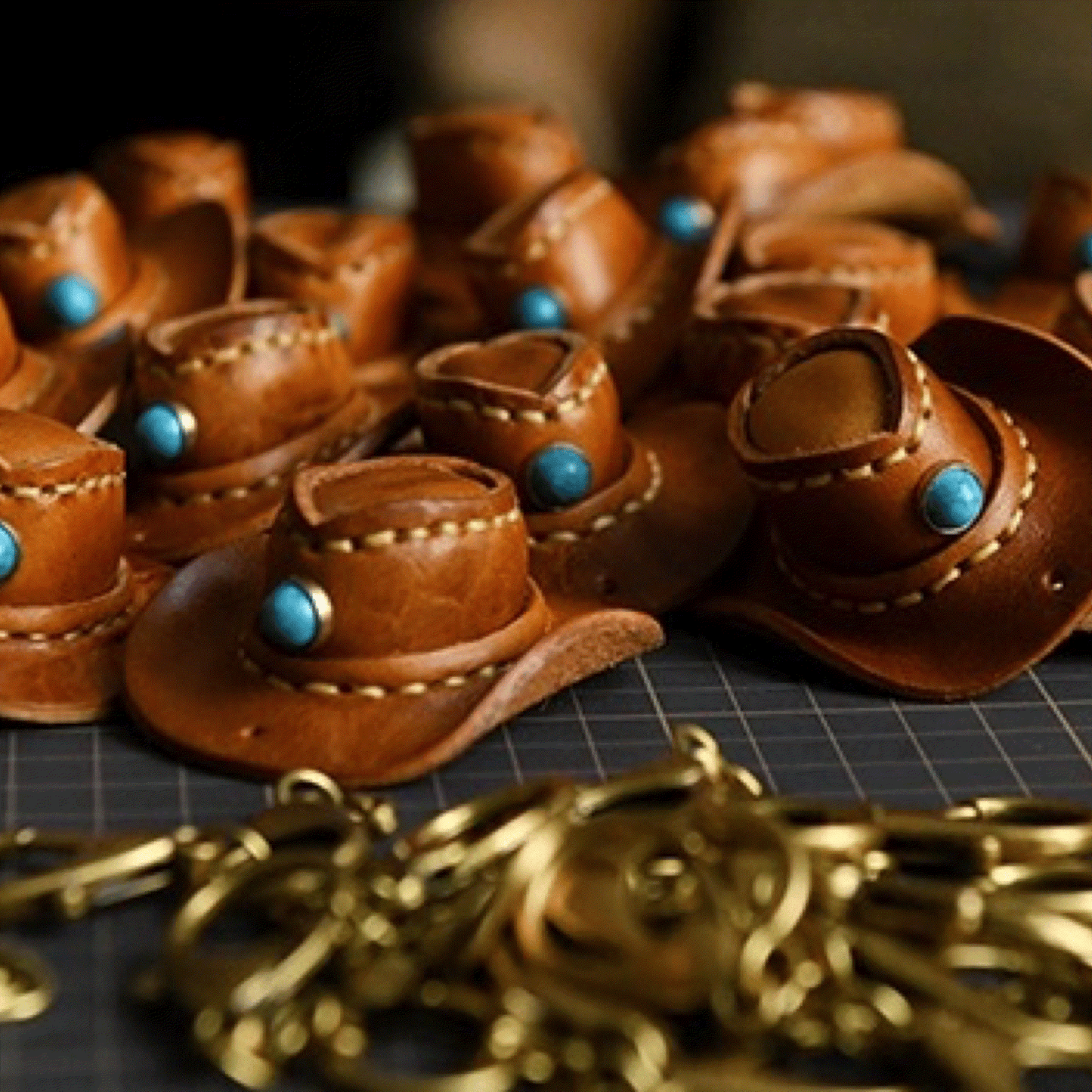 Leather Keychain - Handmade Cool Cowboy Hat Charm | WittyWilding