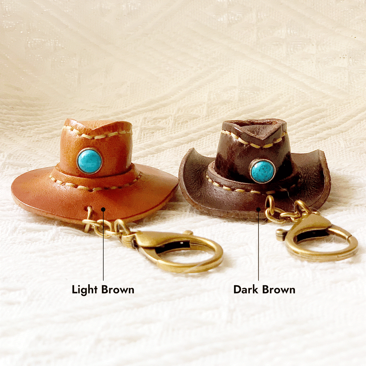 Leather Keychain - Handmade Cool Cowboy Hat Charm | WittyWilding