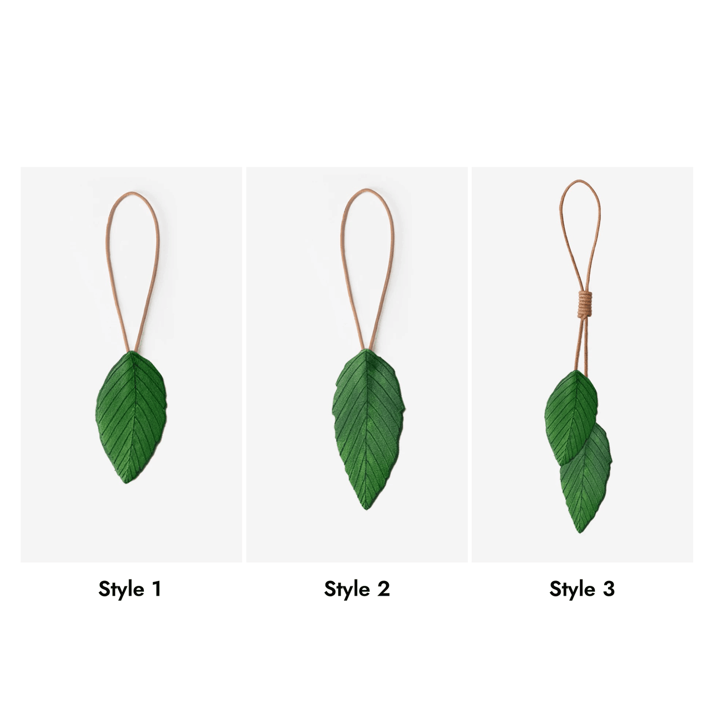 Leather Bag Charm - Handmade Green leather Leaf Keychain | WittyWilding