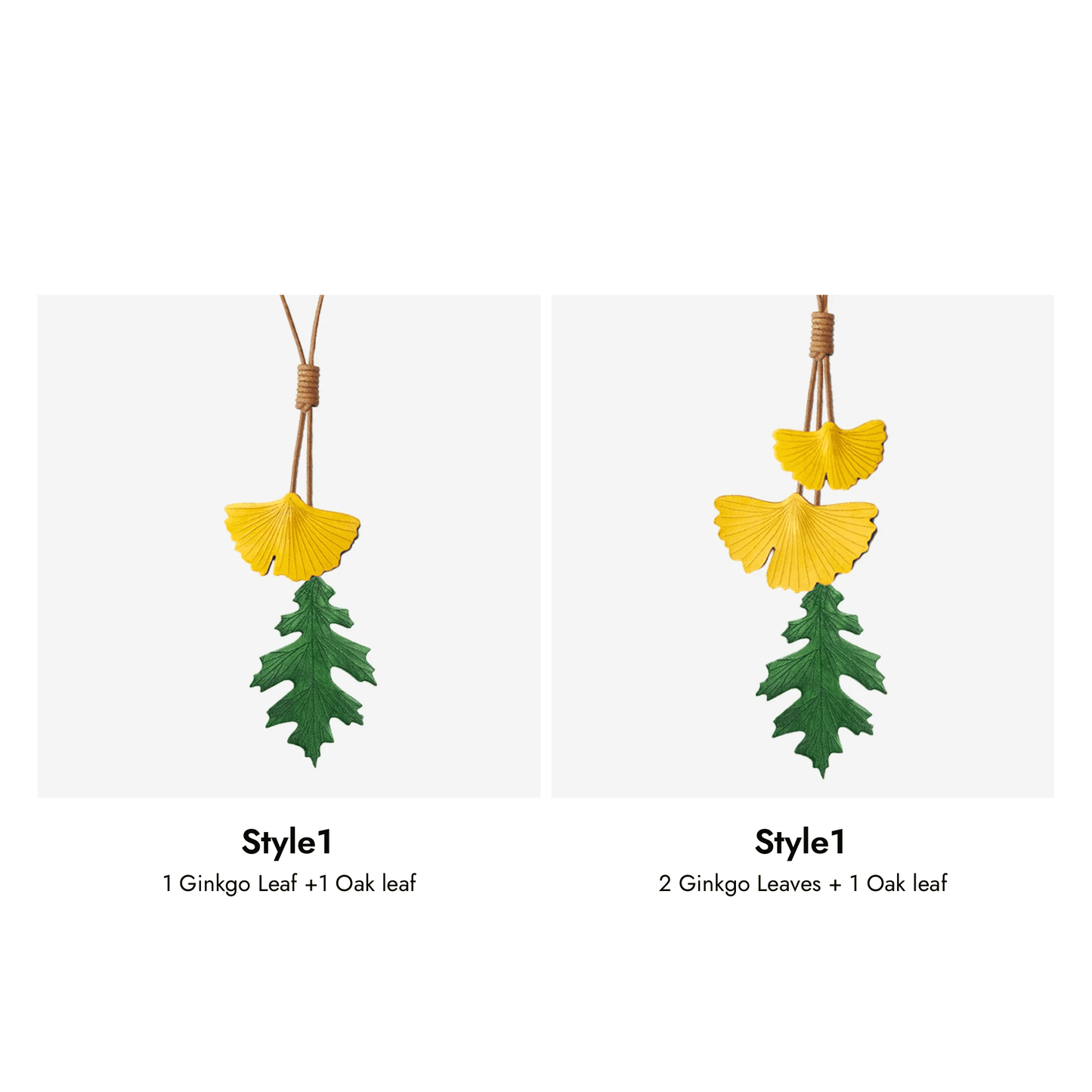 Leather Bag Charm - Handmade Ginkgo, Oak Leaf keychainļ½WittyWilding