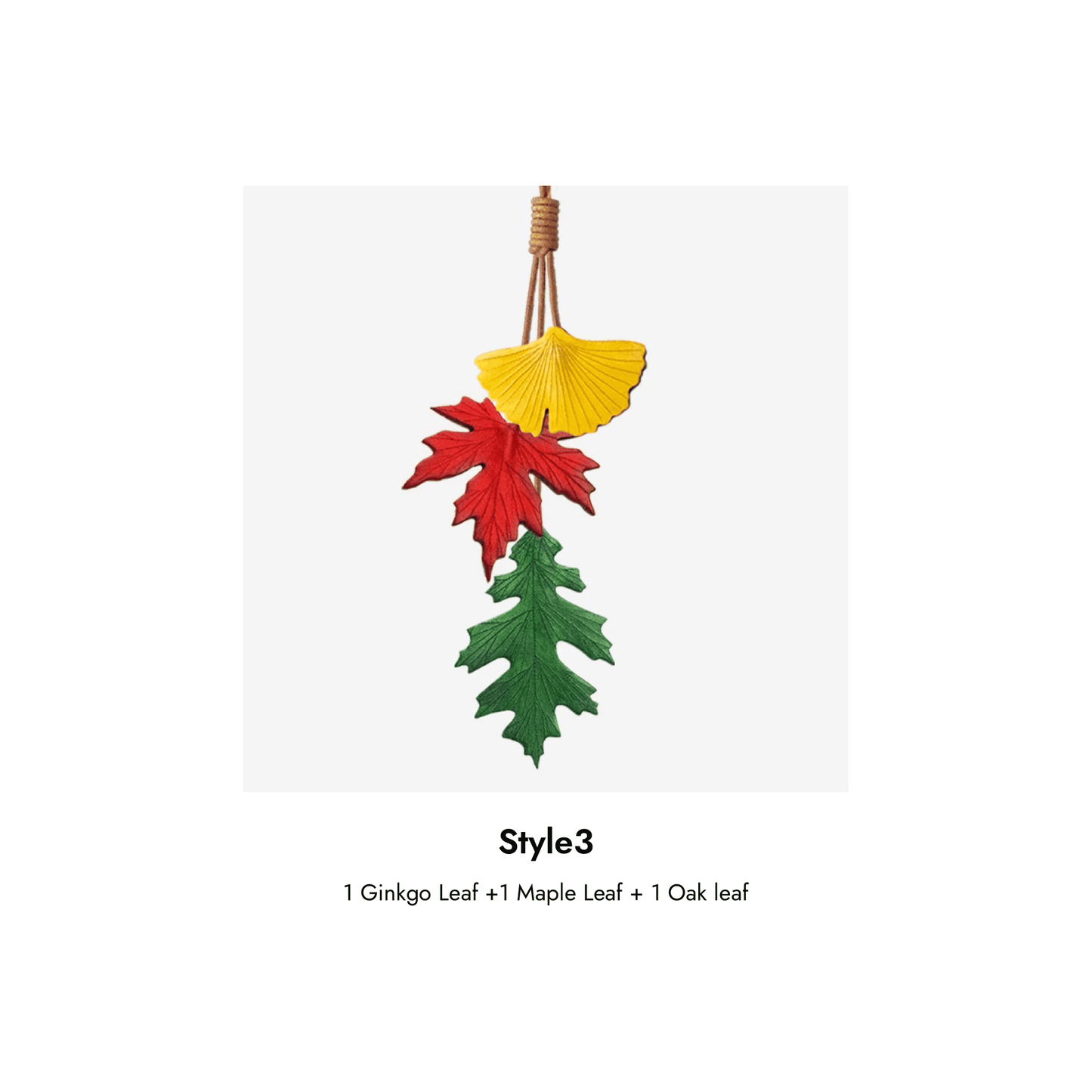 Leather Bag Charm - Handmade Ginkgo, Red Maple, Oak Leaf keychainļ½WittyWilding