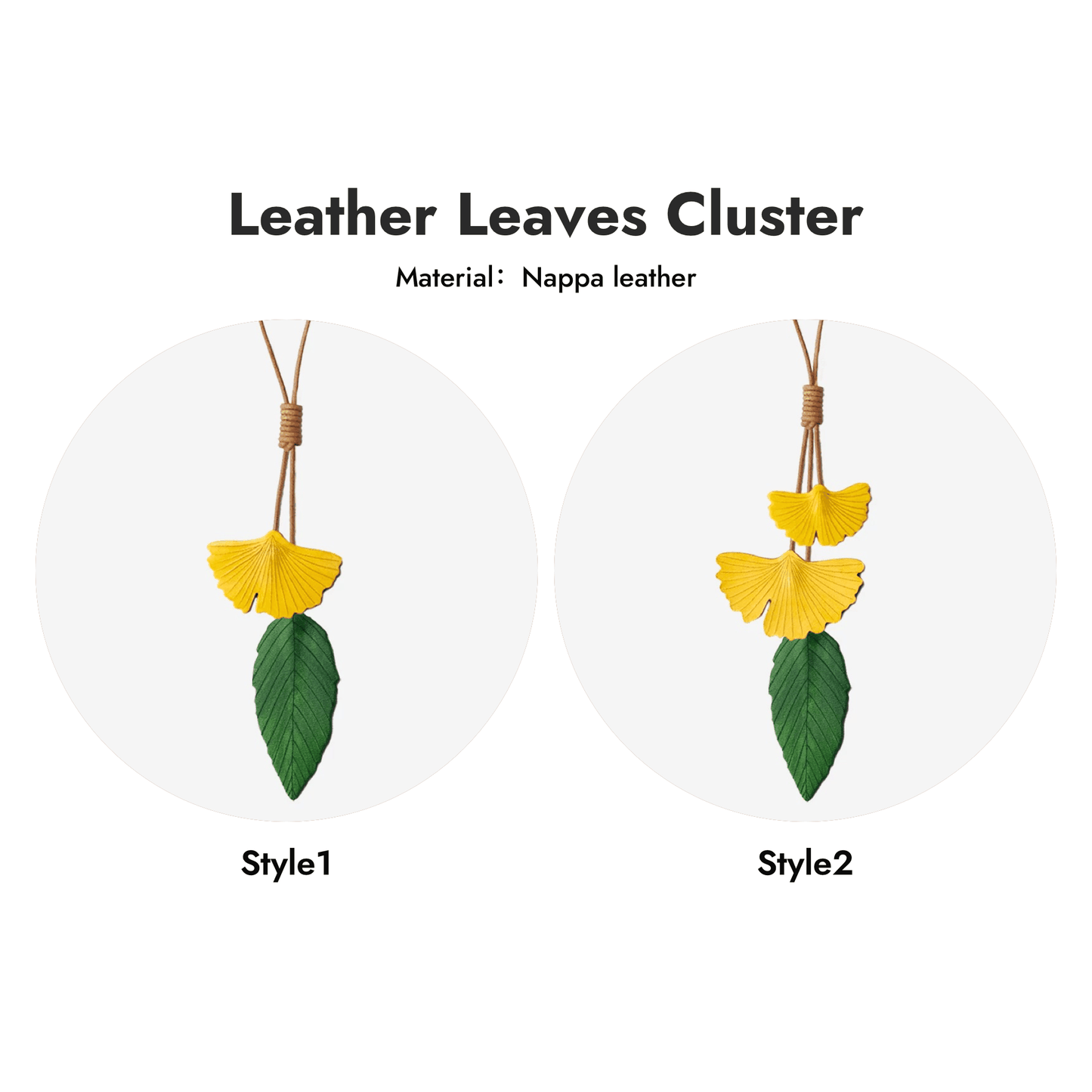 Leather Bag Charm - Handmade Green leaf, Ginkgo leaf | WittyWilding