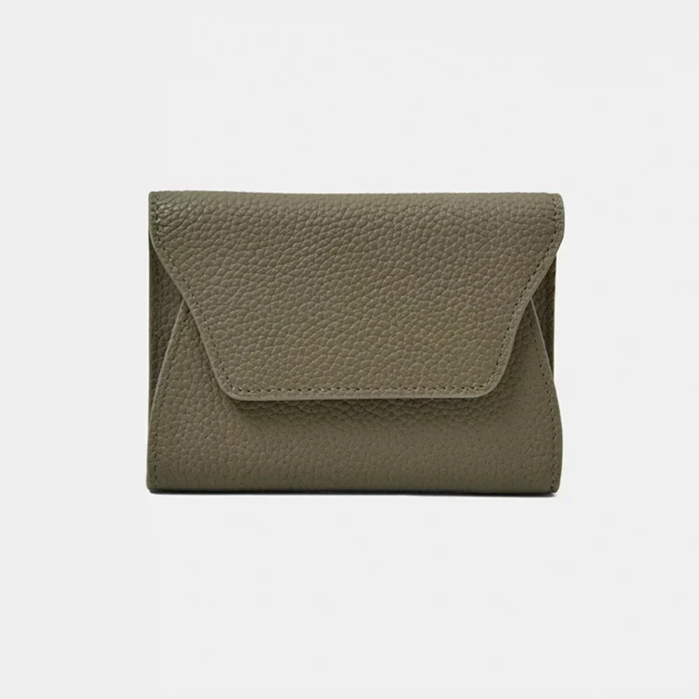 Leather Wallet For Women - French Style Leather Purse blends dark taupe macaron hues