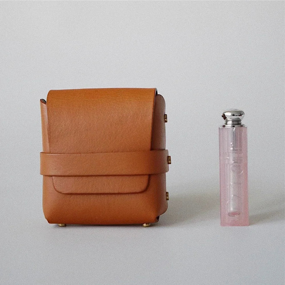 Leather Lipstick Case- Hand-Stitched Chapstick Holder & Mini Cosmetic Pouch
