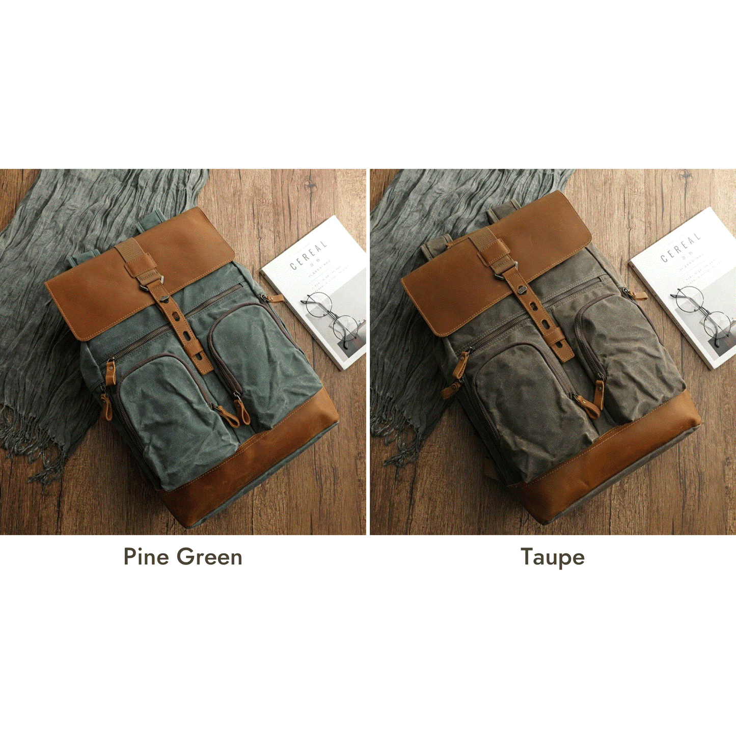 Leather Travel Backpack - Crazy Horse Leather Vintage Canvas Backpack