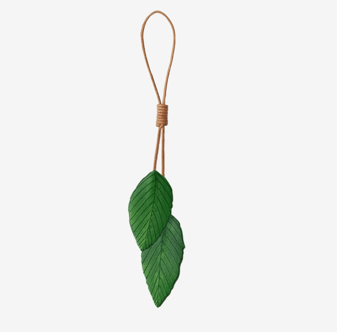 Leather Bag Charm - Handmade Green leather Leaf Keychain | WittyWilding